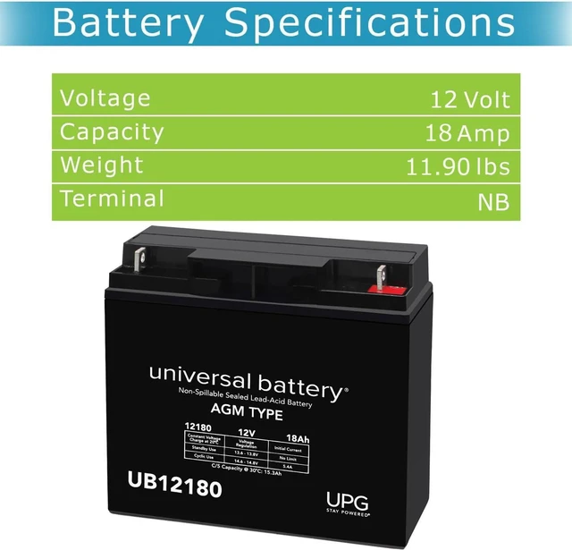Alt view image 3 of 6 - Universal Power Group 12V 18AH Champion Generator 9000 7000 Rechargeable Battery