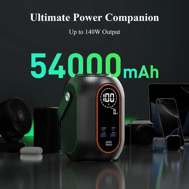 Alt view image 2 of 7 - Large Power Bank 54000mAh, Outdoor Power Bank with 140W Output, Wireless Charging, Versatile Camping Lantern, Portable Charger for Camping & Travel, Laptop Portable Charger