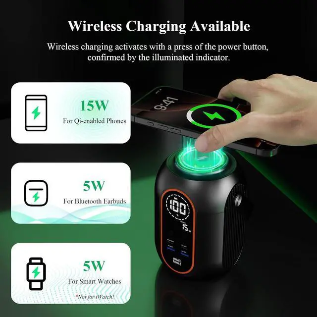 Alt view image 4 of 7 - Large Power Bank 54000mAh, Outdoor Power Bank with 140W Output, Wireless Charging, Versatile Camping Lantern, Portable Charger for Camping & Travel, Laptop Portable Charger