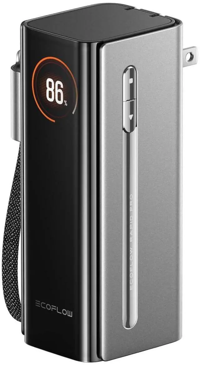 Main image of Rapid Pro 3-in-1 Power Bank, 10,000mAh Battery Pack with 67W Foldable AC Plug, Detachable USB-C Cable, 45W Fast Recharging, LCD Display, Compatible with Phones, Laptops, and More