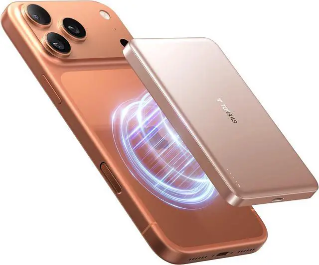 Main image of MiniMag Power Bank,Ultra-Slim 10,000mAh Magnetic Wireless Portable Charger, 22.5W Fast Charging iPhone Air Magnetic Battery Pack Designed for iPhone 17 Pro Max/17 Pro/Air/16/15/14/13/12, Gold