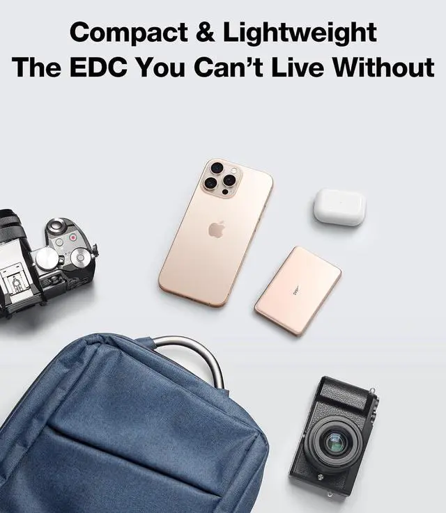 Alt view image 4 of 7 - MiniMag Power Bank,Ultra-Slim 10,000mAh Magnetic Wireless Portable Charger, 22.5W Fast Charging iPhone Air Magnetic Battery Pack Designed for iPhone 17 Pro Max/17 Pro/Air/16/15/14/13/12, Gold