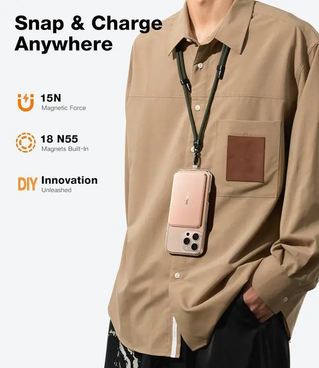 Alt view image 5 of 7 - MiniMag Power Bank,Ultra-Slim 10,000mAh Magnetic Wireless Portable Charger, 22.5W Fast Charging iPhone Air Magnetic Battery Pack Designed for iPhone 17 Pro Max/17 Pro/Air/16/15/14/13/12, Gold