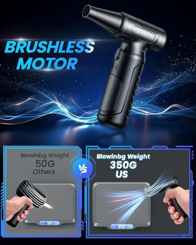 Alt view image 5 of 7 - Electric Compressed Air Duster - 33,0000 RPM High-Speed Air Blower Gun, Rechargeable Mini Turbo Fan Cordless for Keyboard, PC, Car, Home & Outdoor Cleaning Dust, Replaces Compressed Air Cans