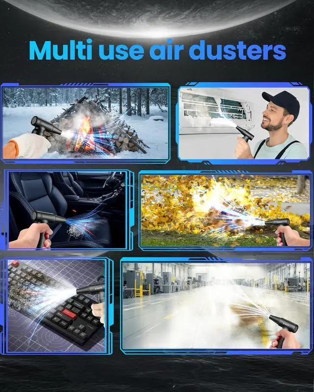 Alt view image 6 of 7 - Electric Compressed Air Duster - 33,0000 RPM High-Speed Air Blower Gun, Rechargeable Mini Turbo Fan Cordless for Keyboard, PC, Car, Home & Outdoor Cleaning Dust, Replaces Compressed Air Cans