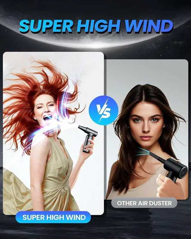 Alt view image 7 of 7 - Electric Compressed Air Duster - 33,0000 RPM High-Speed Air Blower Gun, Rechargeable Mini Turbo Fan Cordless for Keyboard, PC, Car, Home & Outdoor Cleaning Dust, Replaces Compressed Air Cans