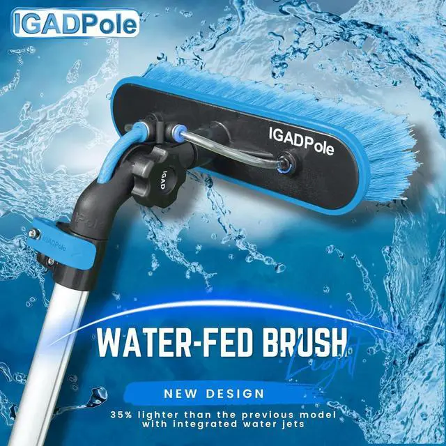 Alt view image 2 of 7 - 26ft Pole Washing Kit: Water-fed Brush, Cobweb Duster and 10 Squeegee and Soap Dispenser, with 5-Stage Telescoping Pole 5-20ft Pole