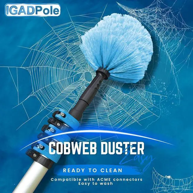Alt view image 3 of 7 - 26ft Pole Washing Kit: Water-fed Brush, Cobweb Duster and 10 Squeegee and Soap Dispenser, with 5-Stage Telescoping Pole 5-20ft Pole
