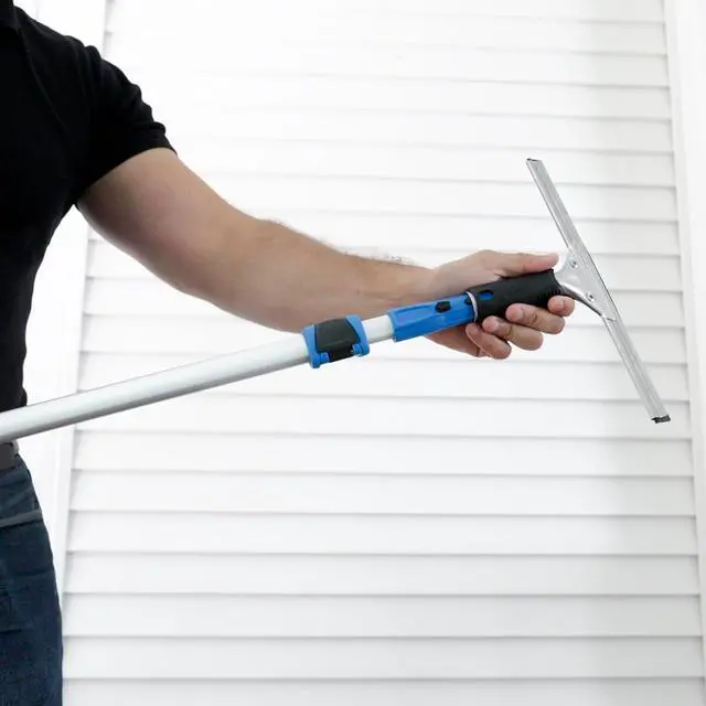 Alt view image 7 of 7 - Professional Connect and Clean Total Pro Cleaning Kit, All-in-One Household Window Washing with Streak-Free Results, Includes 12 Squeegee, 14 Scrubber Washer, Telescopic Pole Extends Up to 6