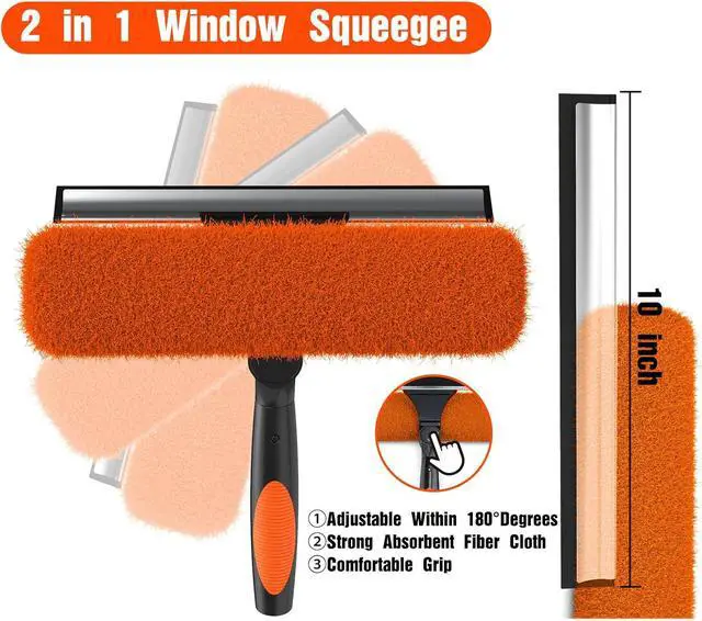Alt view image 2 of 6 - 26FT Window Squeegee with Extension Pole, 2-in-1 Squeegee for Window Cleaning, Professional Cleaning Kit for Home with 20FT Telescoping Pole for Outdoor Indoor Use