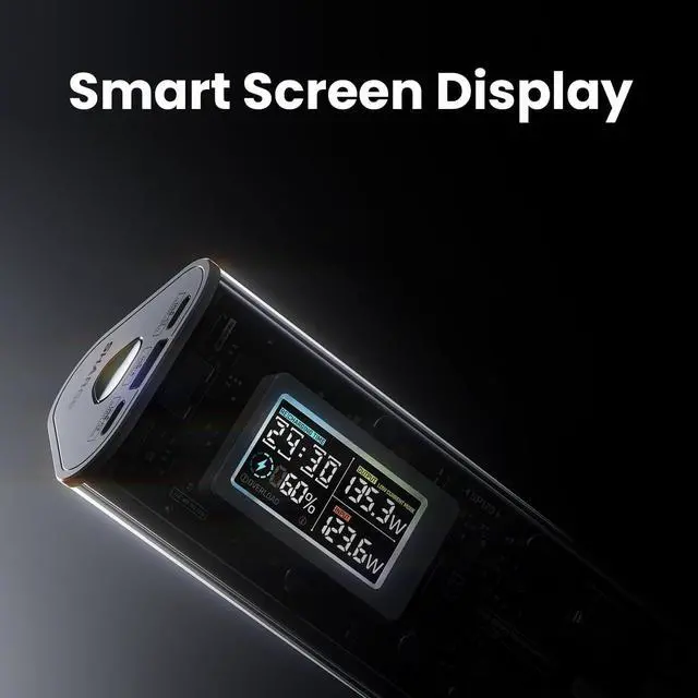 Alt view image 3 of 7 - EK 170 Power Bank, 170W Total 24,000mAh High Capacity Portable Charger with Smart Display, IP66 140W PD3.1 Battery Pack for Laptop iPhone 17/16/15 Galaxy Google Pixel MacBook, Steam Deck