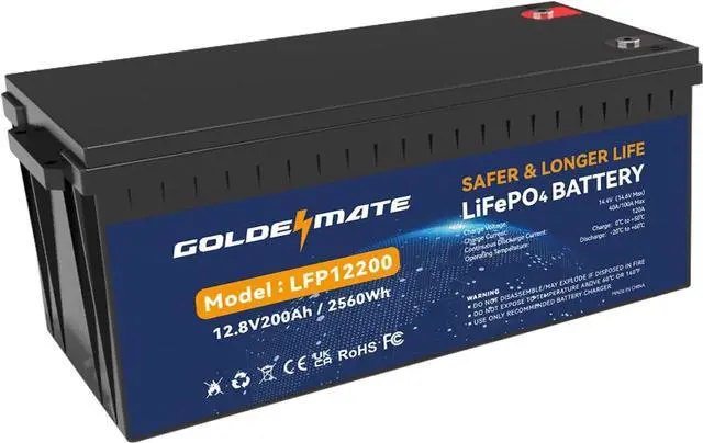 Main image of 12V 200Ah LiFePO4 Lithium Battery, Rechargeable Battery Up to 15000 Cycles, Built-in BMS, Max 2560Wh, Perfect for RV, Camping, Solar, Marine, Trolling Motor, Golf Cart, Off-Grid