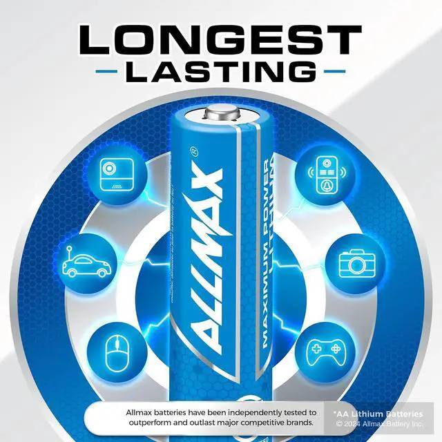 Alt view image 3 of 6 - Allmax AA Maximum Power Lithium Batteries (48 Count)  Longest Lasting, Leakproof, 20-Year Shelf Life, Ultimate Performance, Perfect for Blink Security Cameras (1.5V)