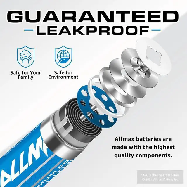 Alt view image 4 of 6 - Allmax AA Maximum Power Lithium Batteries (48 Count)  Longest Lasting, Leakproof, 20-Year Shelf Life, Ultimate Performance, Perfect for Blink Security Cameras (1.5V)