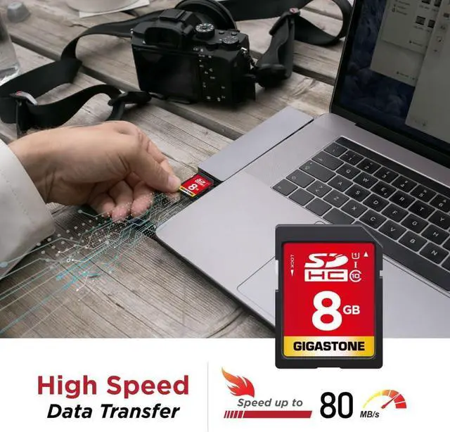 Alt view image 3 of 7 - 8GB SD Card 10-Pack UHS-I U1 Class 10 SDHC Memory Card Full HD Video Canon Kodak Olympus Digital Camera, with 10 mini Cases