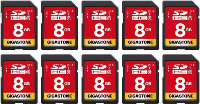Main image of 8GB SD Card 10-Pack UHS-I U1 Class 10 SDHC Memory Card Full HD Video Canon Kodak Olympus Digital Camera, with 10 mini Cases