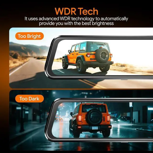 Alt view image 3 of 7 - Aprilboy 3 Channel Mirror Dash Camera for Cars, 10" Triple Rear View Mirror with Front 4K/3K, Inside and Rear 1080P with WiFi, G-Sensor, Night Vision, Reverse Assist, Parking Monitoring