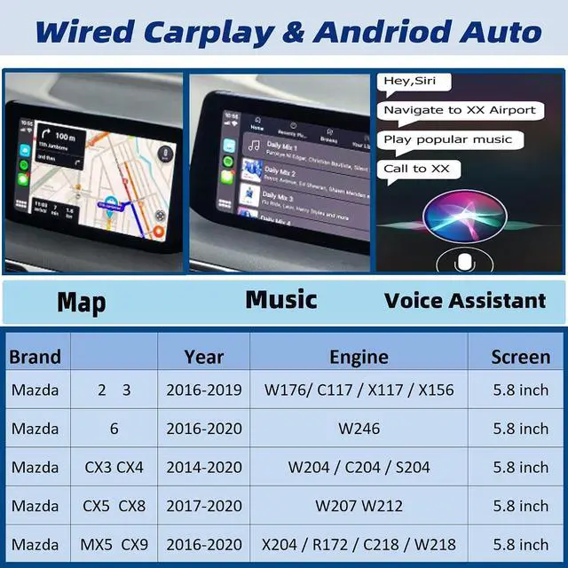 Alt view image 2 of 6 - TK78-66-9U0C Mazda Carplay Android Auto Retrofit Kit | Compatible with Mazda 2 3 6 CX3 CX5 CX9 MX5 2014-2020 Adapter Interface Port MZD Connect System 00008FZ34 (2024 New Upgraded)