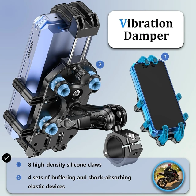 Alt view image 2 of 7 - Motorcycle Phone Mount with Secure Lock & Vibration Dampener