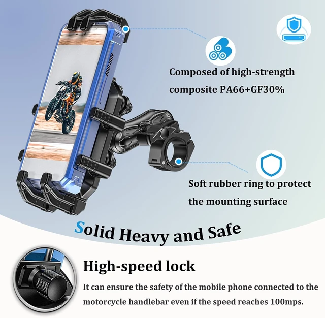 Alt view image 3 of 7 - Motorcycle Phone Mount with Secure Lock & Vibration Dampener