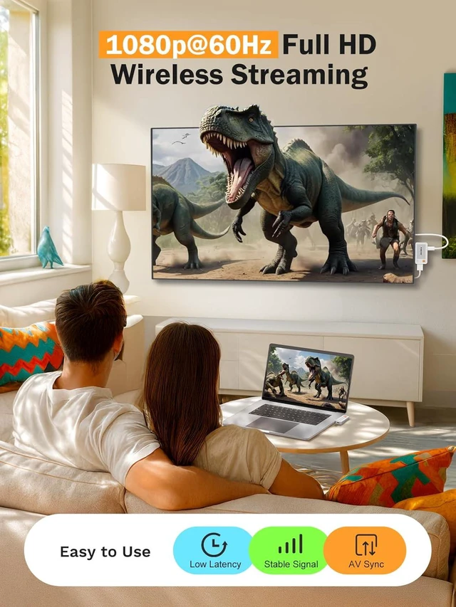 Alt view image 4 of 7 - Wireless USB-C Transmitter & HDMI Receiver Kit - Plug and Play, 5G 1080P@60Hz, 50M/164FT Low Latency Extender for USB-C DP Alt Mode Devices to Monitor, Projector, TV