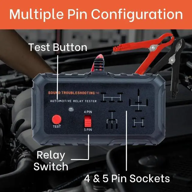 Alt view image 2 of 6 - Automotive Relay Tester - 4 & 5 Pin 12V Auto Diagnostic Tool, Small Handheld DIY Car Tester with Battery Clips, Relay Testing Kit, Electrical Systems Tool | Patented