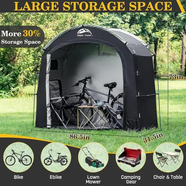 Alt view image 2 of 7 - Happy Travel Bike Storage Shed Tent, Waterproof Portable Bicycle Cover Shed