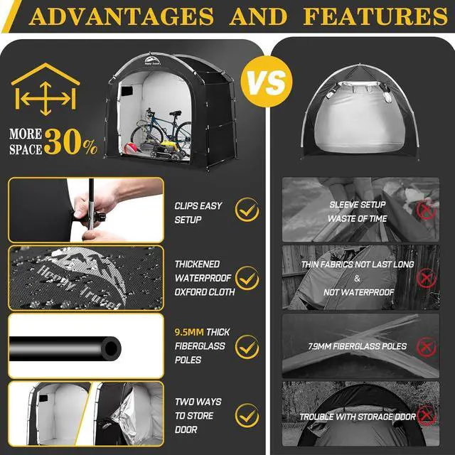 Alt view image 3 of 7 - Happy Travel Bike Storage Shed Tent, Waterproof Portable Bicycle Cover Shed