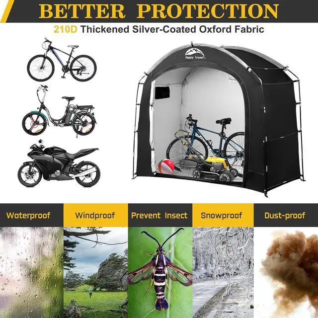 Alt view image 4 of 7 - Happy Travel Bike Storage Shed Tent, Waterproof Portable Bicycle Cover Shed