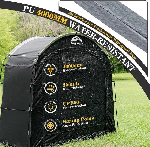 Alt view image 5 of 7 - Happy Travel Bike Storage Shed Tent, Waterproof Portable Bicycle Cover Shed