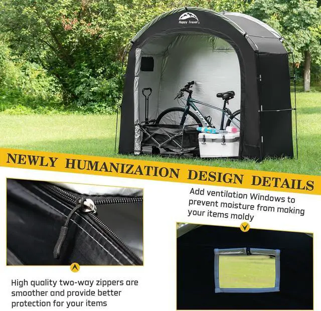 Alt view image 6 of 7 - Happy Travel Bike Storage Shed Tent, Waterproof Portable Bicycle Cover Shed