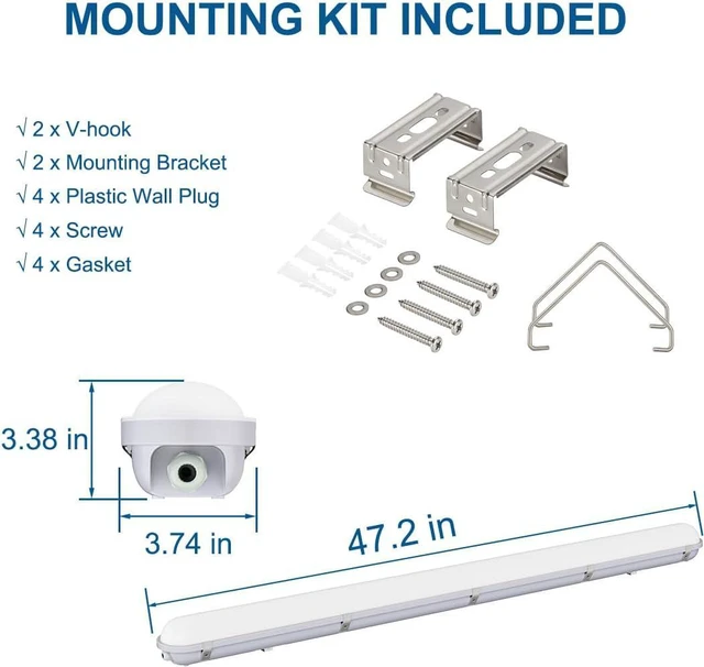 Alt view image 7 of 7 - DAKASON 4FT LED Vapor Tight Light with Motion Sensor 1Pack, 60W 6600lm