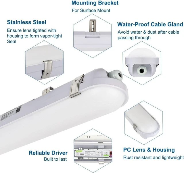Alt view image 6 of 7 - DAKASON 4FT LED Vapor Tight Light with Motion Sensor 1Pack, 60W 6600lm