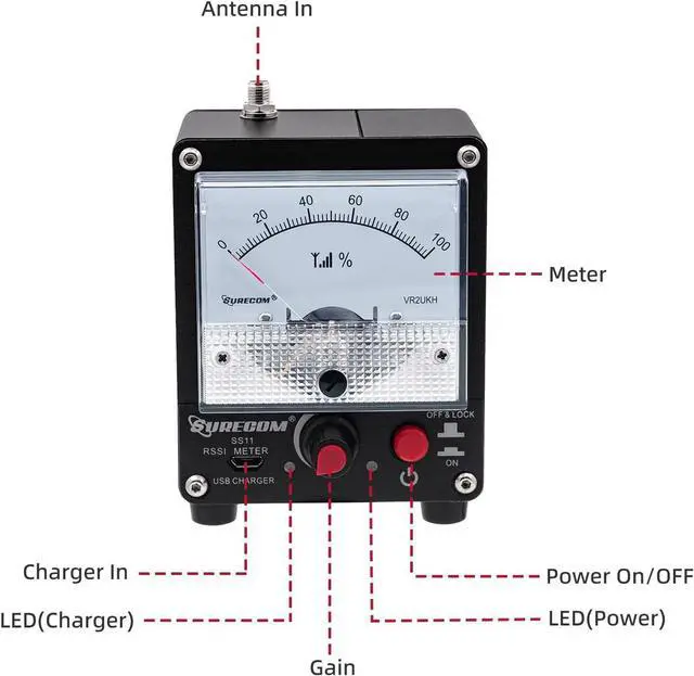 Alt view image 5 of 7 - Surecom SS11 Portable Field Strength Power Test Meter RF Signal Strength Test Meter with Antenna