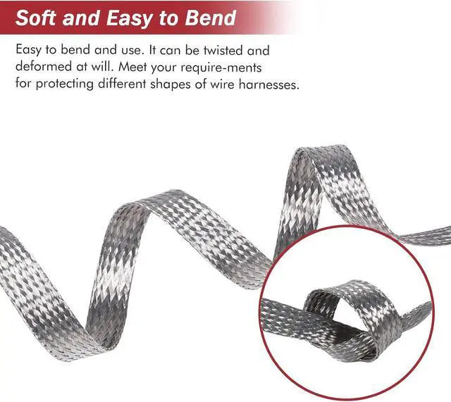 Alt view image 4 of 7 - Wire Shielding Braid Ground Strap Tinned Copper Metal Cable Sleeve Mesh Electrical Signal Screening 5/16" ID (1/2 inch - 8ft)