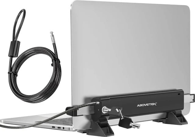 Main image of MacBook & Surface Laptop Locking Station with Combo Lock Cable, Anti-Theft Folding Security Desk Mount, Adjustable & Portable, Fits 12"-16" Laptops/Notebooks (Black)