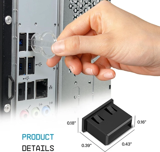 Alt view image 5 of 6 - USB-A & USB-C Port Blockers Bundle with Key - Removable Type-A & Type-C Locks for PC, Laptop, Notebook & Gaming Devices - Moisture Resistant Shield for Data Protection