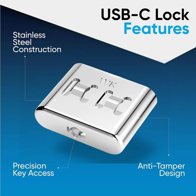 Alt view image 6 of 6 - USB-A & USB-C Port Blockers Bundle with Key - Removable Type-A & Type-C Locks for PC, Laptop, Notebook & Gaming Devices - Moisture Resistant Shield for Data Protection