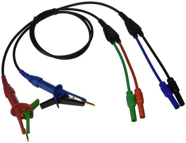 Main image of 380565 Kelvin Clip Test Lead Set 4-Wire Banana to Alligator for 380580 Milliohm Meter, 27.5" Replacement Leads
