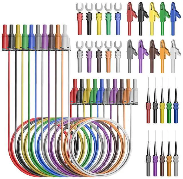 Main image of 4mm Safety Shrouded Banana Plug Silicone Test Leads Kit 40PCS