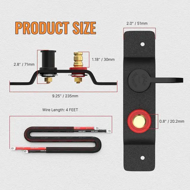 Alt view image 2 of 6 - Remote Battery Terminals Heavy Duty Battery Relocation Kit with Bracket Cable Battery Remote Terminal Jumper Post for Car Can-Am X3 UTV ATV