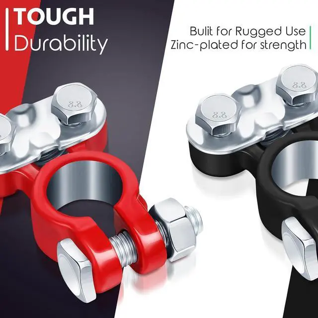Alt view image 4 of 7 - 24 Pieces Car Battery Terminals Connectors Zinc-plated Top Post Battery Cable Terminal Clamps with Anti-corrosion Washers Replacement for Marine Boat Rv Vehicles