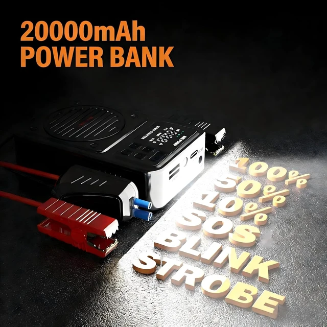 Alt view image 5 of 6 - 3000A Portable Car Jump Starter with Air Compressor