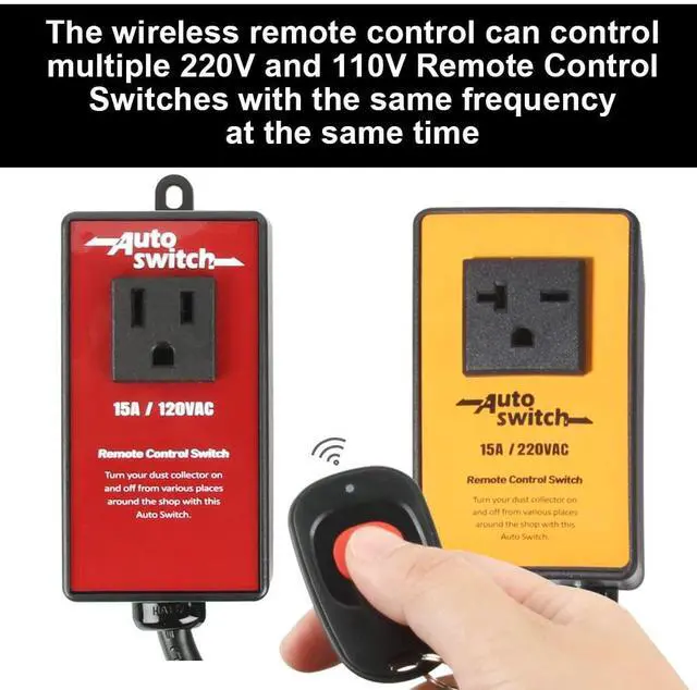 Alt view image 6 of 6 - O'SKOOL 220V Wireless Remote Control Dust Collector Start Output Switch (Battery Included)