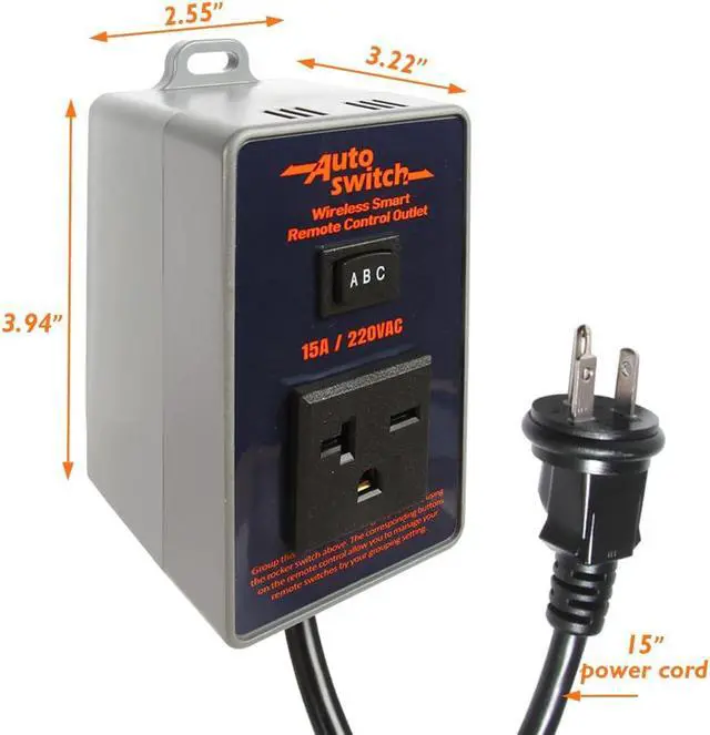 Alt view image 2 of 6 - Remote Control Wireless Electrical Outlet Switch, 433M Transmitter 220V Plug (Battery Included), PTA022