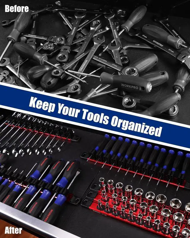 Alt view image 3 of 7 - 6-Piece Magnetic Socket Organizer and Magnetic Screwdriver Organizer Set, 3-Piece 1/4", 3/8" & 1/2" Drive Metric & SAE Socket Rail, 3-Piece Screwdriver and Wrench Holder(Sockets not Included)