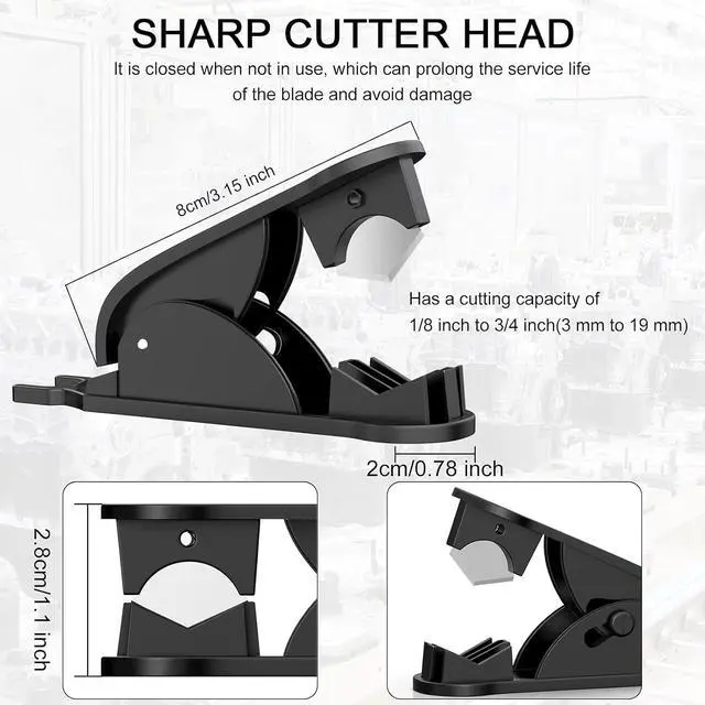 Alt view image 2 of 7 - PTFE Tube Cutter PE Hose Cutter Pipe Cutter Plastic Tubing Cutting Tool for Cutting Nylon PU PVC Plastic Tube Up to 3/4 Inch OD Tube (Black) 48Pcs