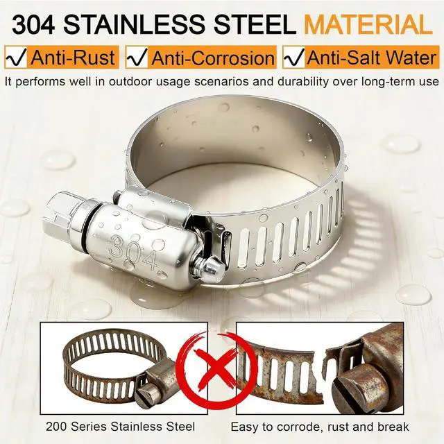 Alt view image 2 of 7 - 175PCS 304 Stainless Steel Hose Clamps Assortment Kit 1/4" to 2" Worm Gear Hose Clamp Set for Radiator,Heater,Automotive,Marine,Mechanical Plumbing,Pipe,Tube,Coolant,Garden W/Carrying Case