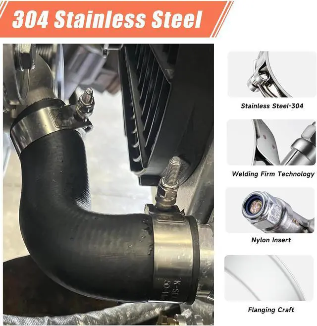 Alt view image 3 of 7 - 24 Pack 12 Sizes T-Bolt Hose Clamps, Stainless Steel_304 Working Range 28mm-116mm for 0.75"-4" Hose ID, Turbo Intake Intercooler Clamp for Automotive