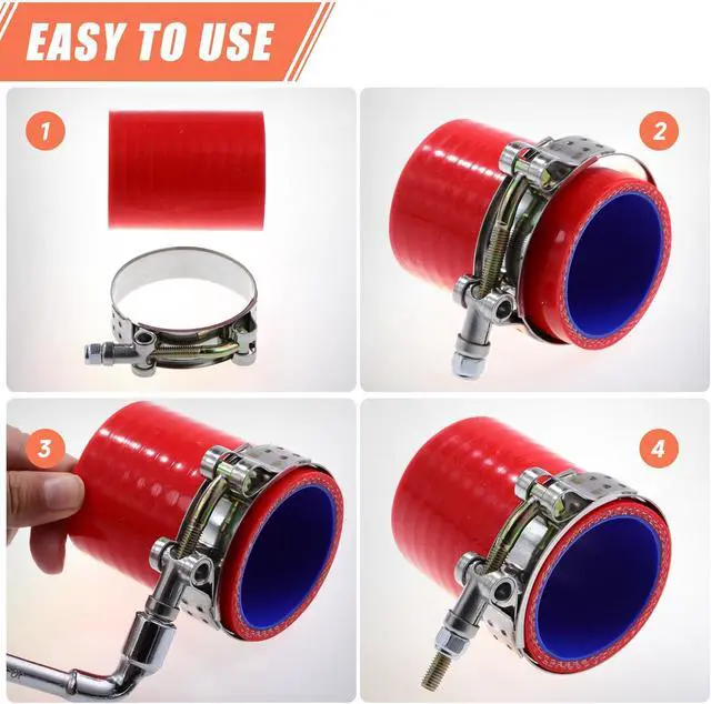 Alt view image 6 of 7 - 24 Pack 12 Sizes T-Bolt Hose Clamps, Stainless Steel_304 Working Range 28mm-116mm for 0.75"-4" Hose ID, Turbo Intake Intercooler Clamp for Automotive